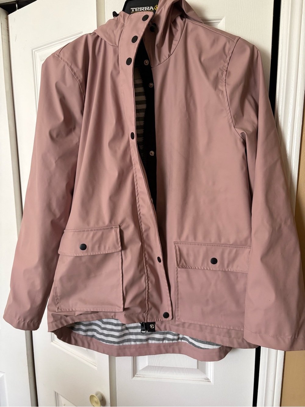 Women's Hooded Rain Jacket - Dusty Rose
